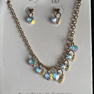 Vintage Swarovski crystal and silver plated necklace and earring set